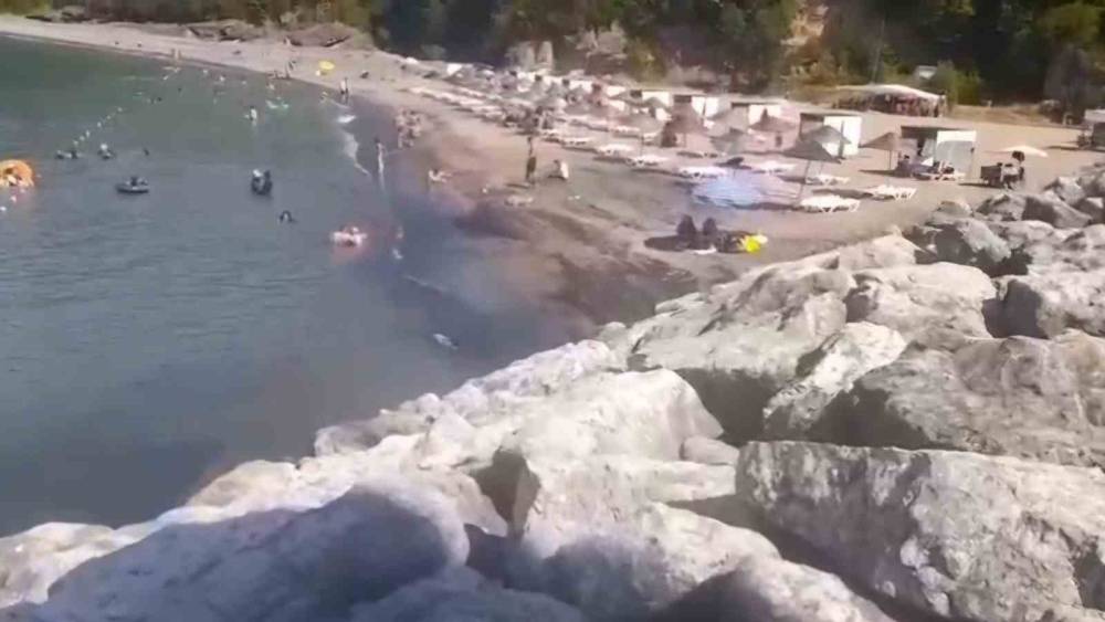 Kömür artıkları plaja ulaştı
