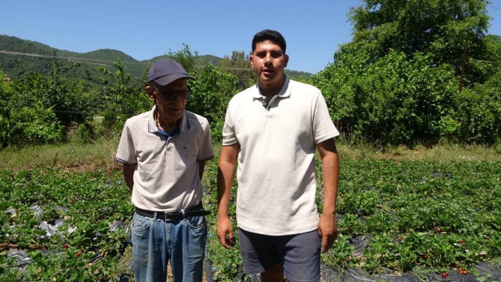 Marmaris&rsquo;te baba oğulun &ccedil;ilek mesaisi
