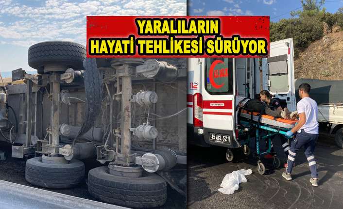 DEVRİLEN KAMYON TRAKT&Ouml;RE &Ccedil;ARPTI: 1 &Ouml;L&Uuml;, 4 YARALI 
