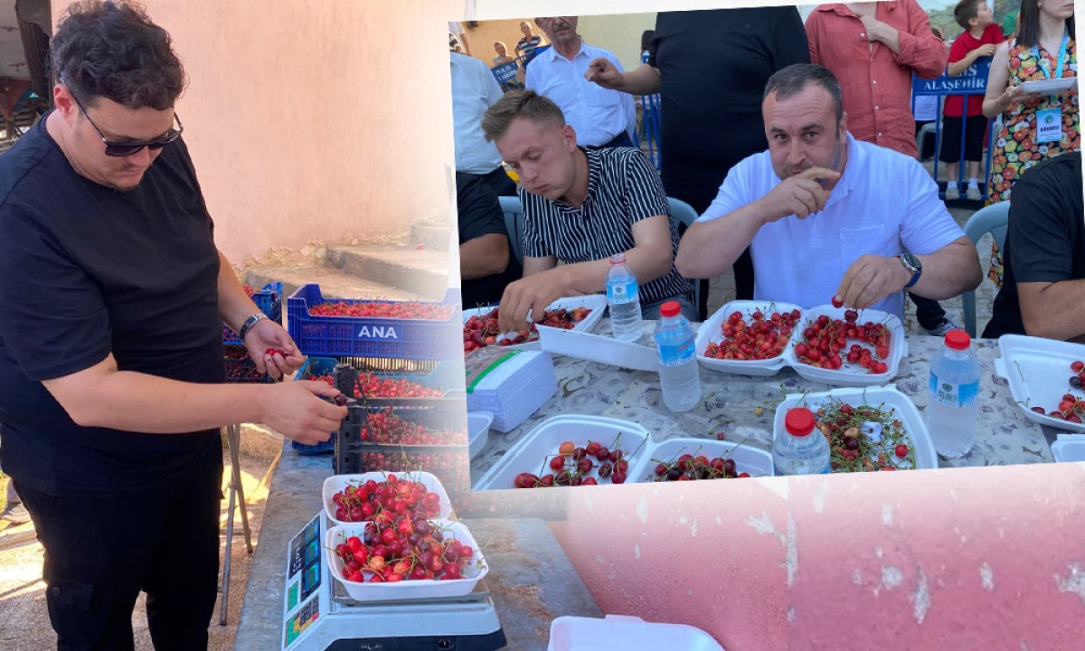 KİRAZ YEME YARIŞINDA ZAFER 2 GRAM FARKLA GELDİ