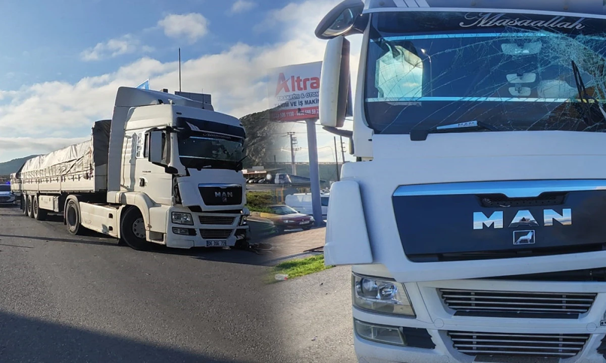 MANİSA'DA TIR KAZASI UCUZ ATLATILDI