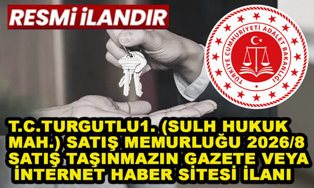 T.C.TURGUTLU1. (SULH HUKUK MAH.) SATIŞ MEMURLUĞU 2026/8 SATIŞ TAŞINMAZIN GAZETE VEYA İNTERNET HABER SİTESİ İLANI